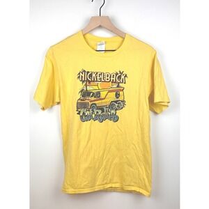 Nickelback Get Rollin' Tour T-Shirt Small Yellow Band Rock Music Graphic